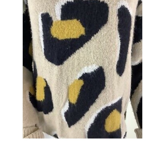 Anthropologie Sz S Georgia Turtleneck Sweater In Leopard Print Tan Acrylic - Picture 3 of 8